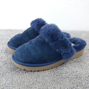 UGG Shoes Cozy Slippers Womens Size 5 Slip On Blue Suede Fuzzy Fluffy Comfort